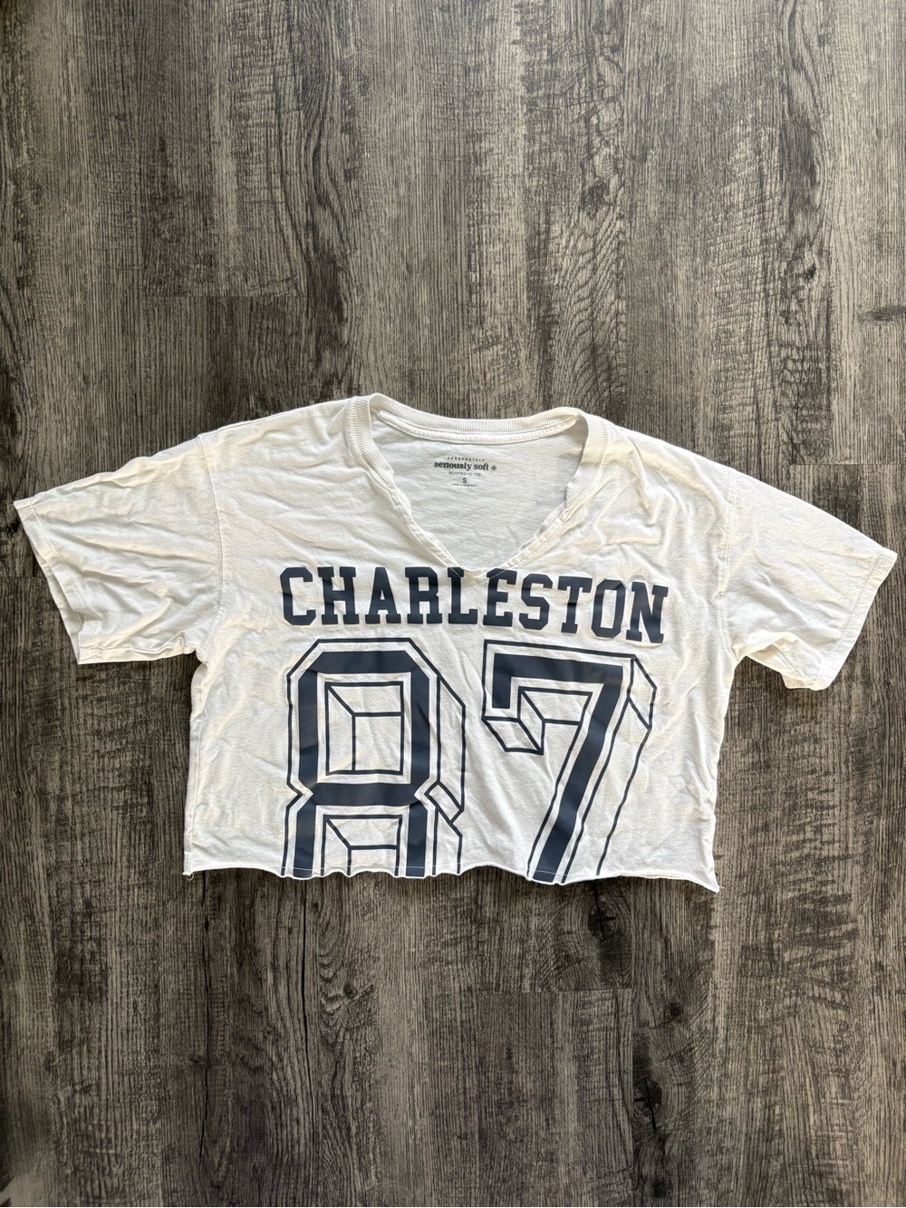 Aeropostale Seriously Soft Charleston 97 Cropped Boyfriend Tee Womens Size S